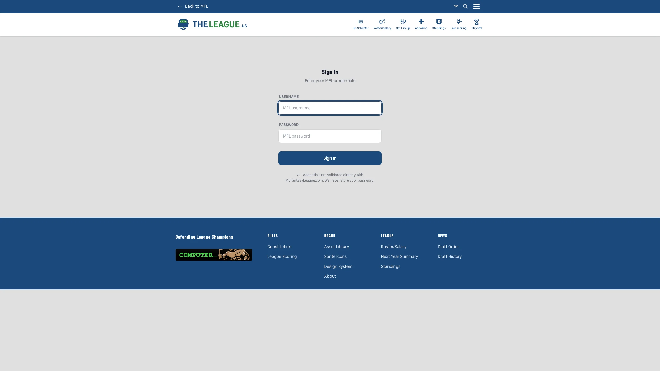 Redesigned login page with editorial-style uppercase labels, clean input fields, and a prominent Sign In button following the site's design language