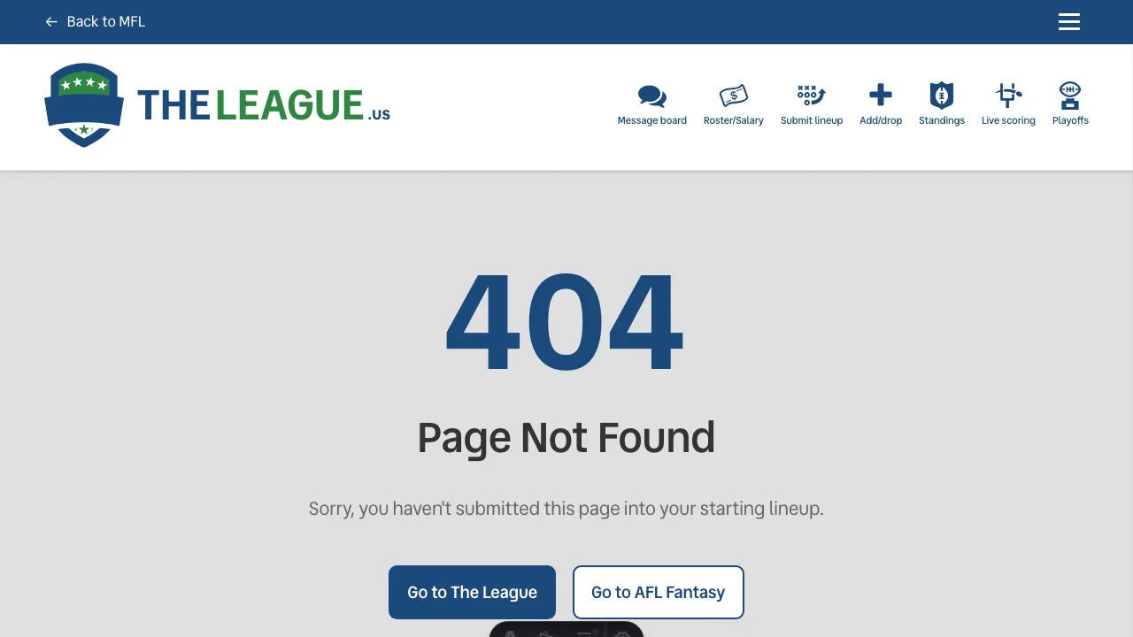 AFL standings page showing the newly launched AFL league support with division standings